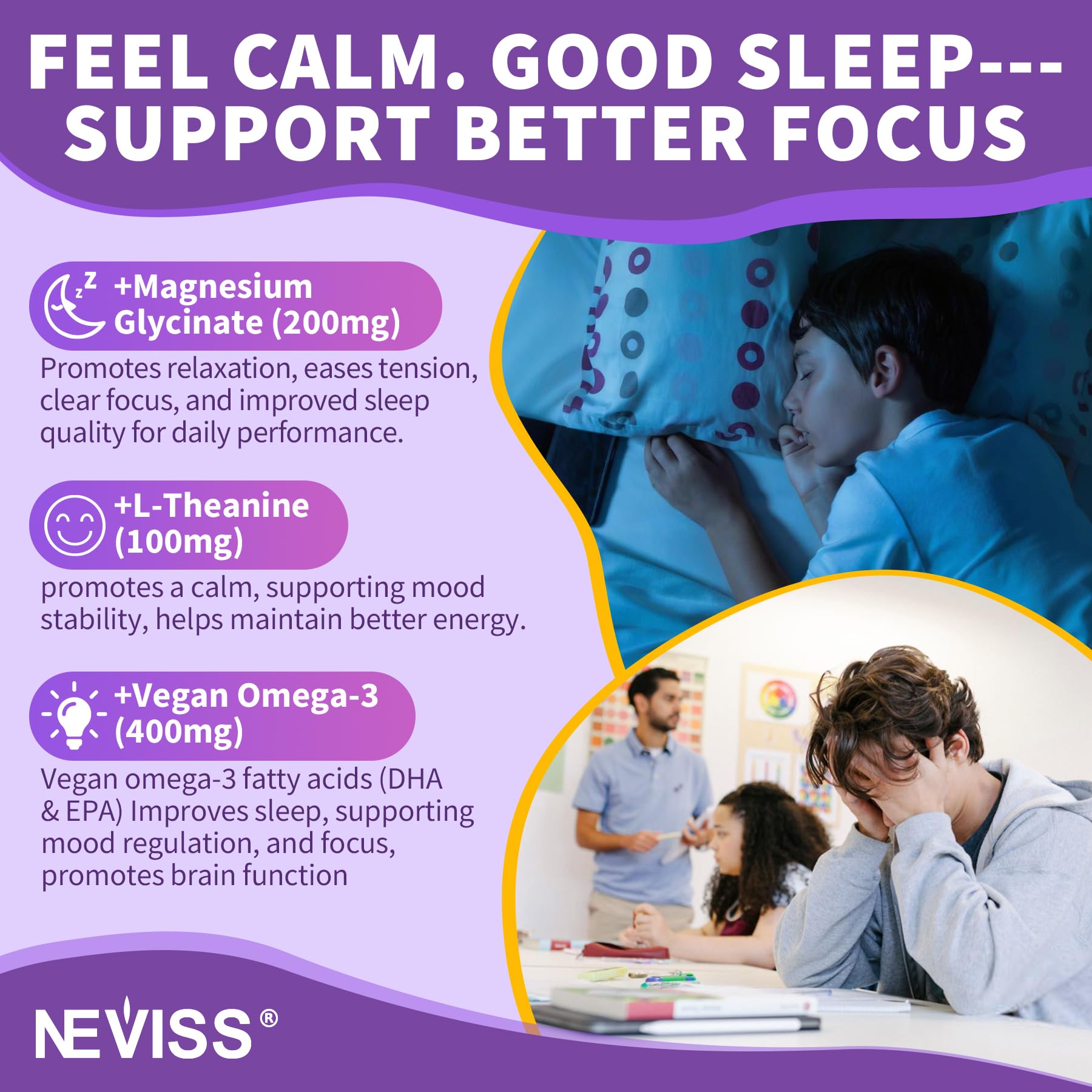 Gommes NEVISS coucher – formulation avant le sommeil pour repos potentiel