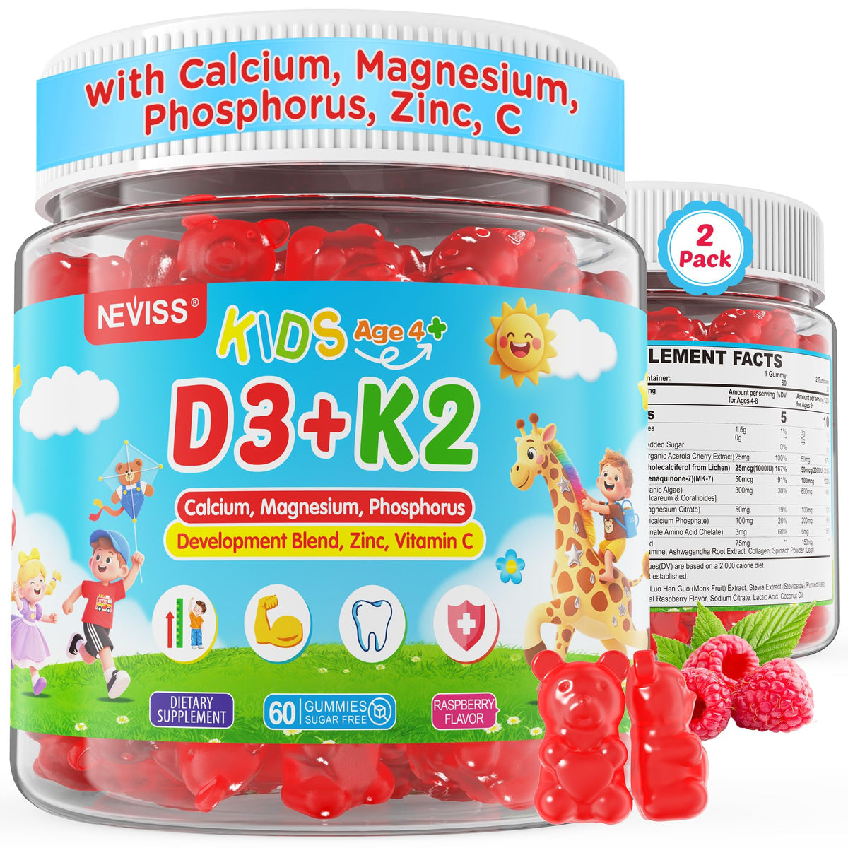 NEVISS D3 K2 pour enfants en boîte, format pratique pour le quotidien.