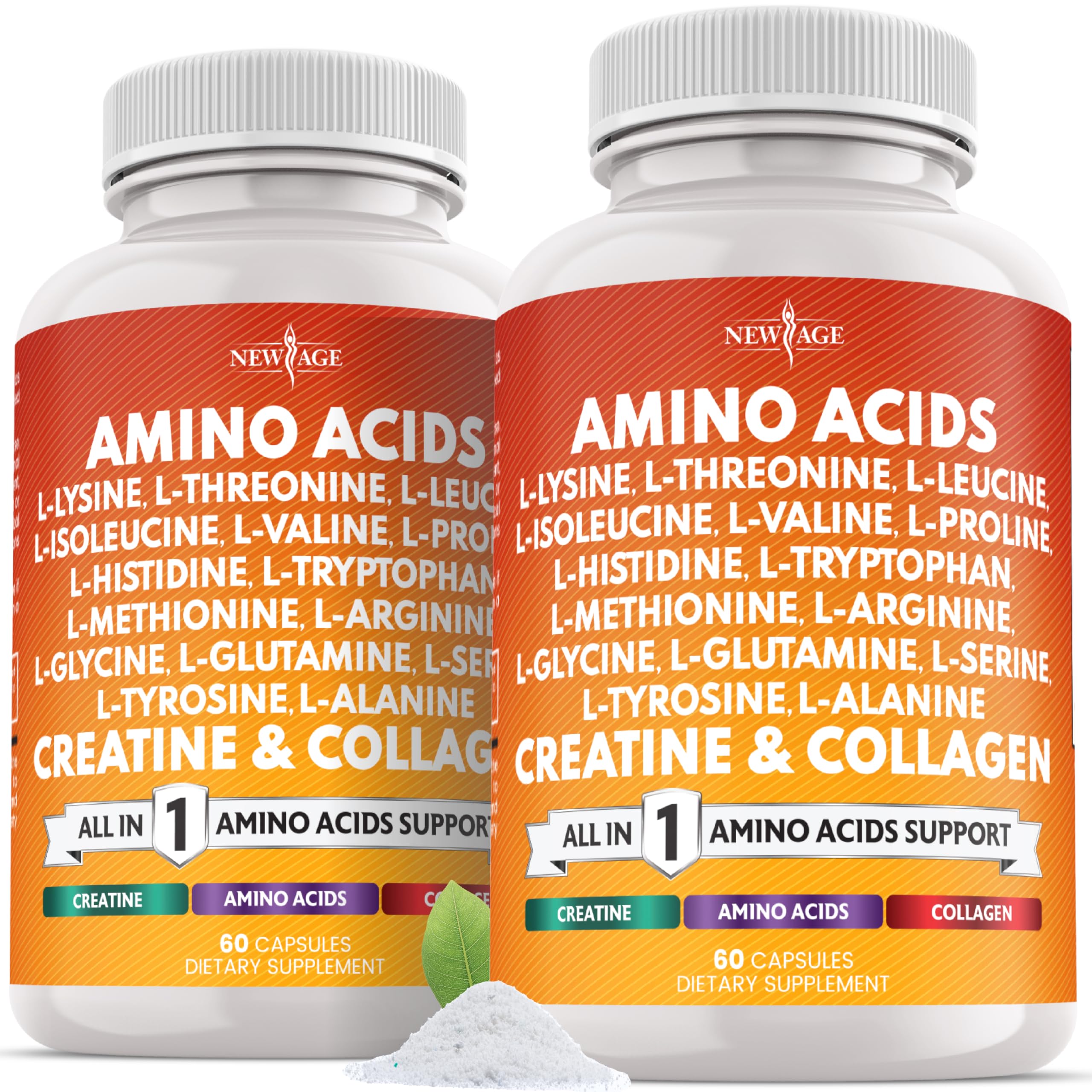 NEW AGE Amino Acides: bouteille affichant l’étiquette et le nom du produit.