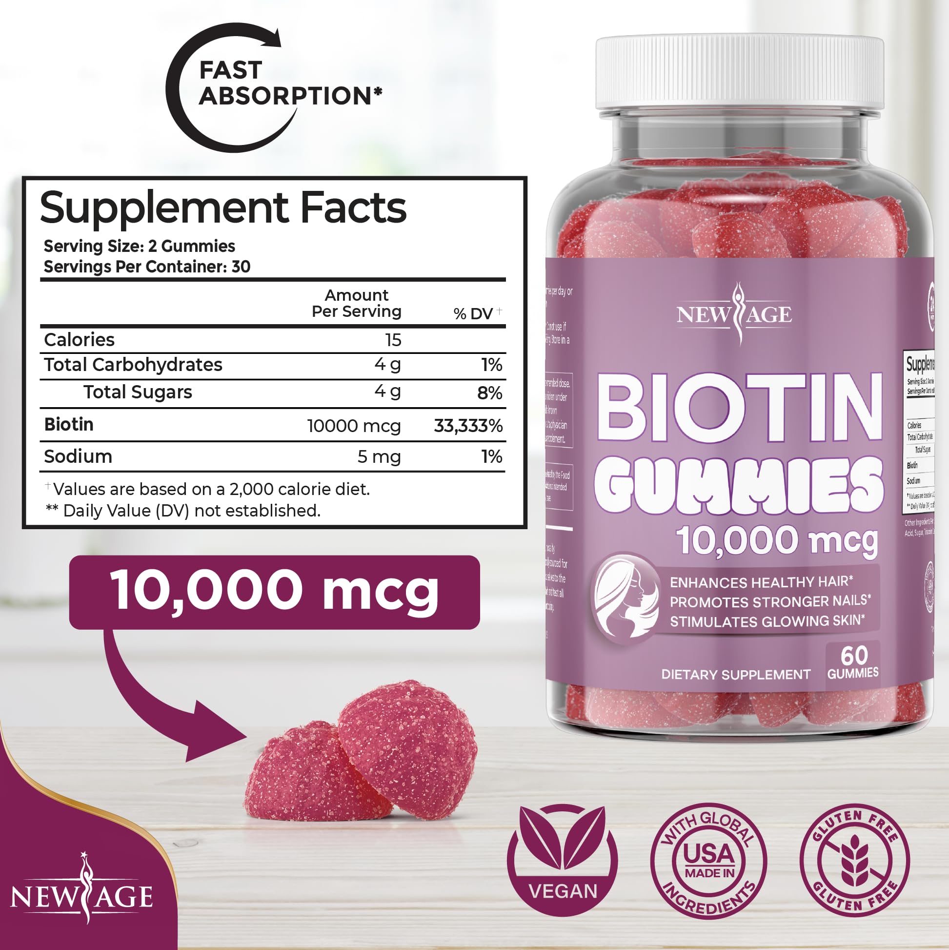 Gommes biotine saveur fruits des bois, idéale pour l’usage quotidien.