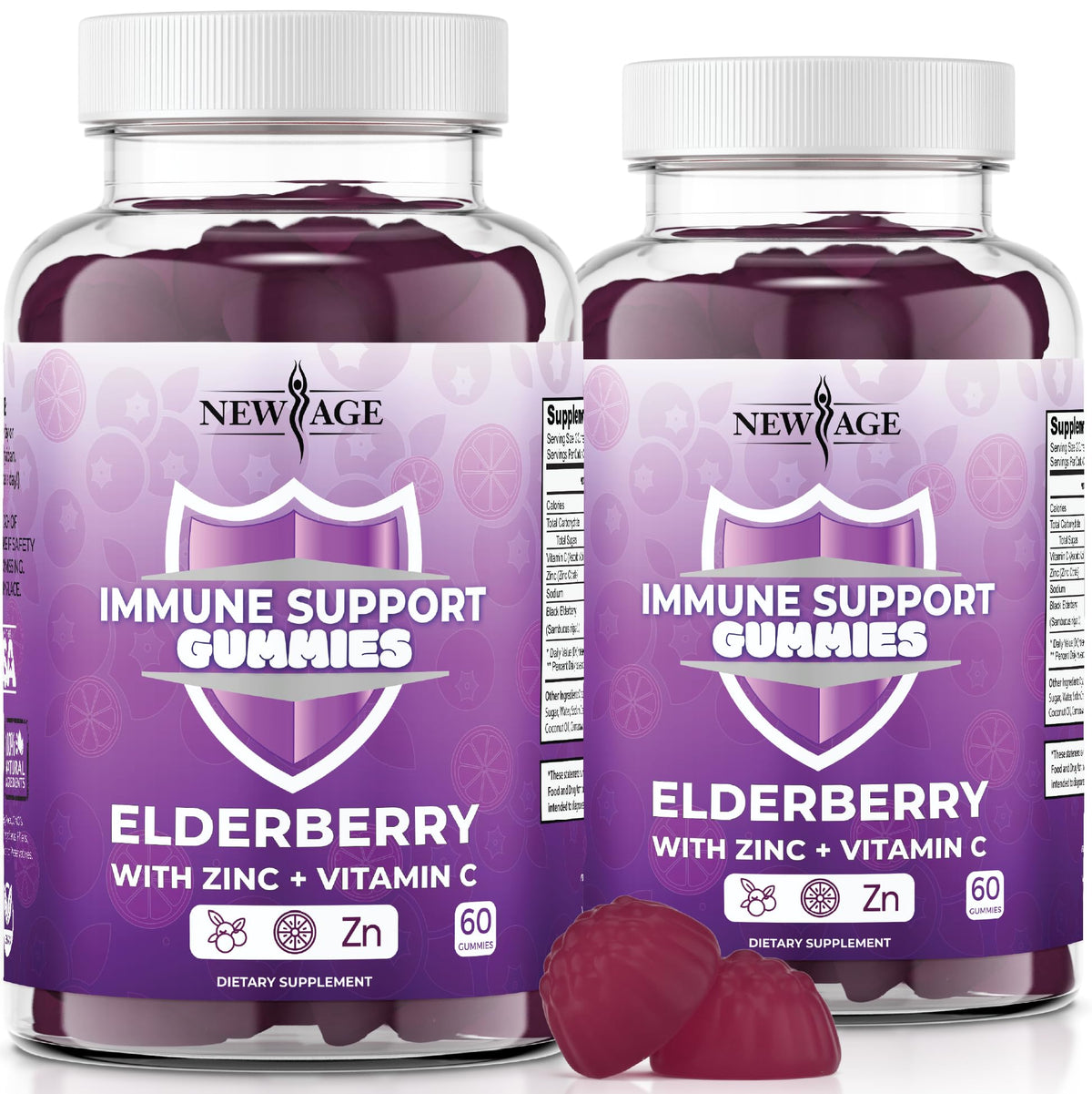 NEW AGE Gommes Immunité Sureau Noir, dégustation simple pour un apport nutritionnel pratique.