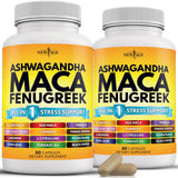 Gélules NEW AGE Ashwagandha Maca sur une bouteille, soutien bien-être quotidien.