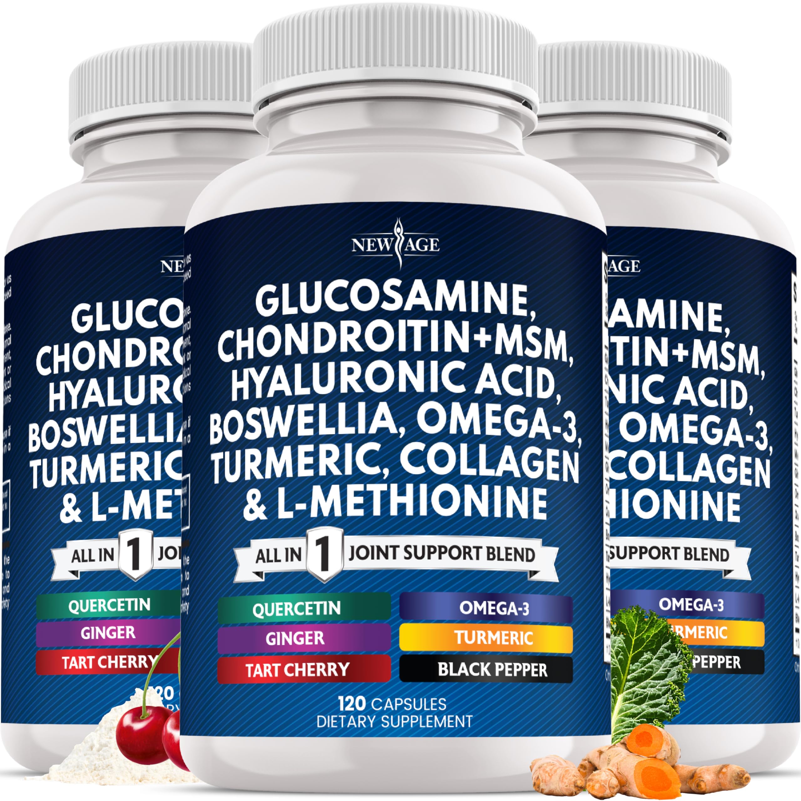 NEW AGE glucosamine chondroïtine MSM en bouteille, soutien articulaire potentiel.