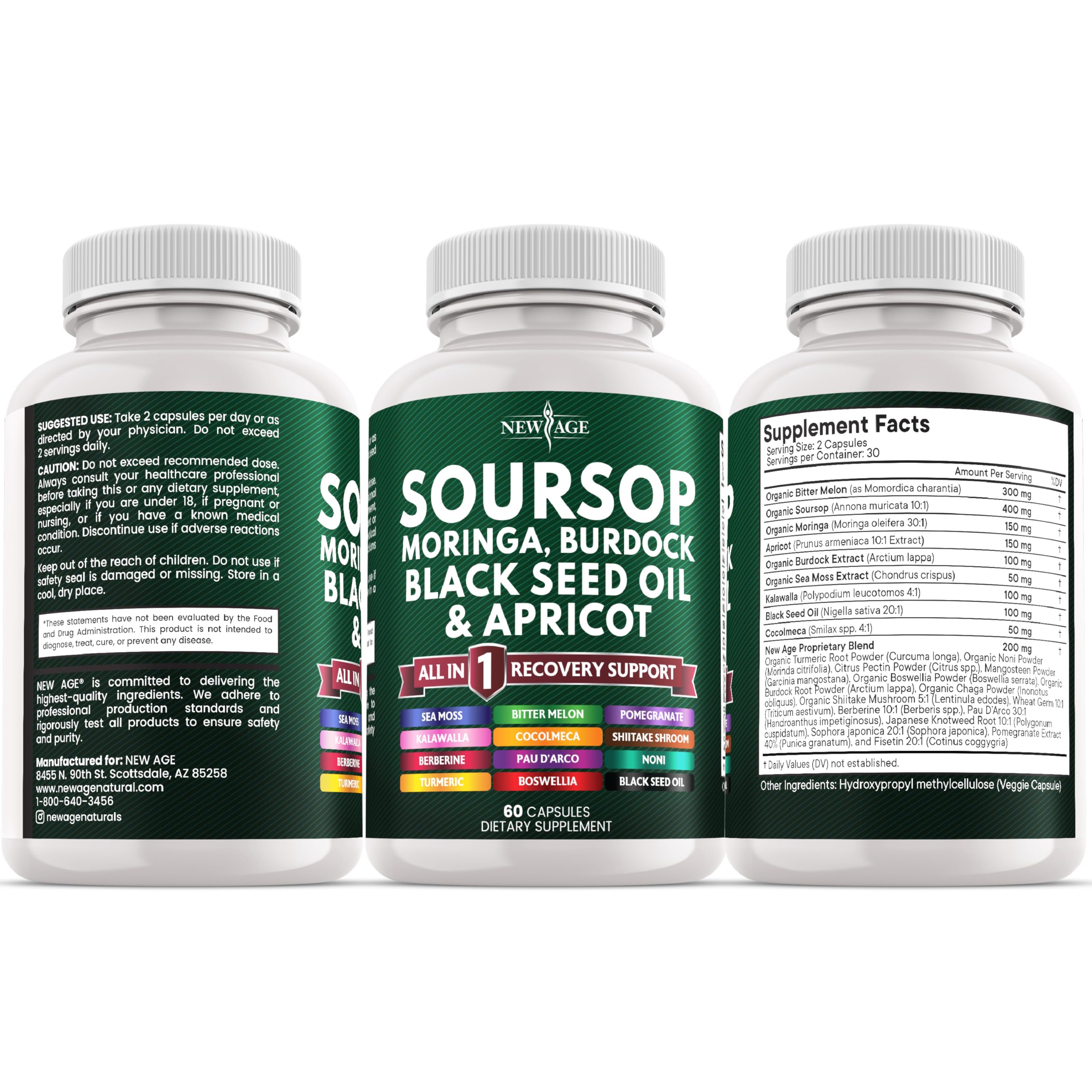 NEW AGE – Tout-en-un Graviola, capsules pratiques pour une routine quotidienne