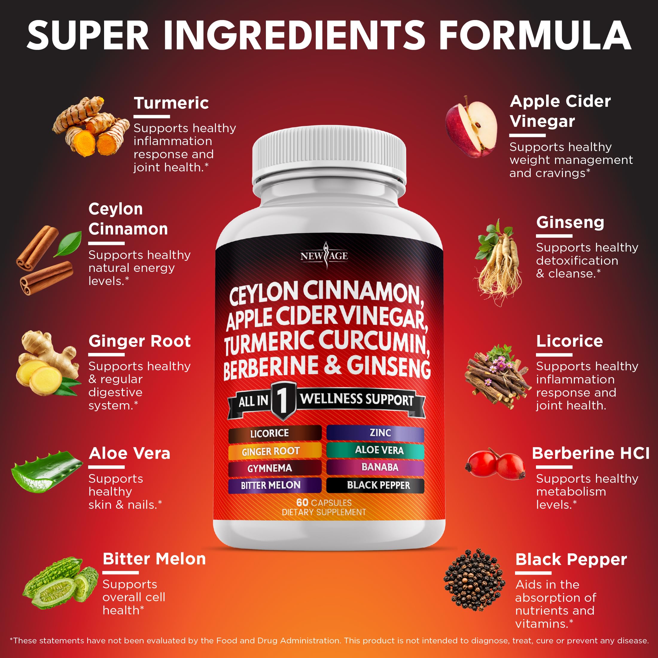 NEW AGE Capules Curcuma avec Poivre Noir, formulation puissante