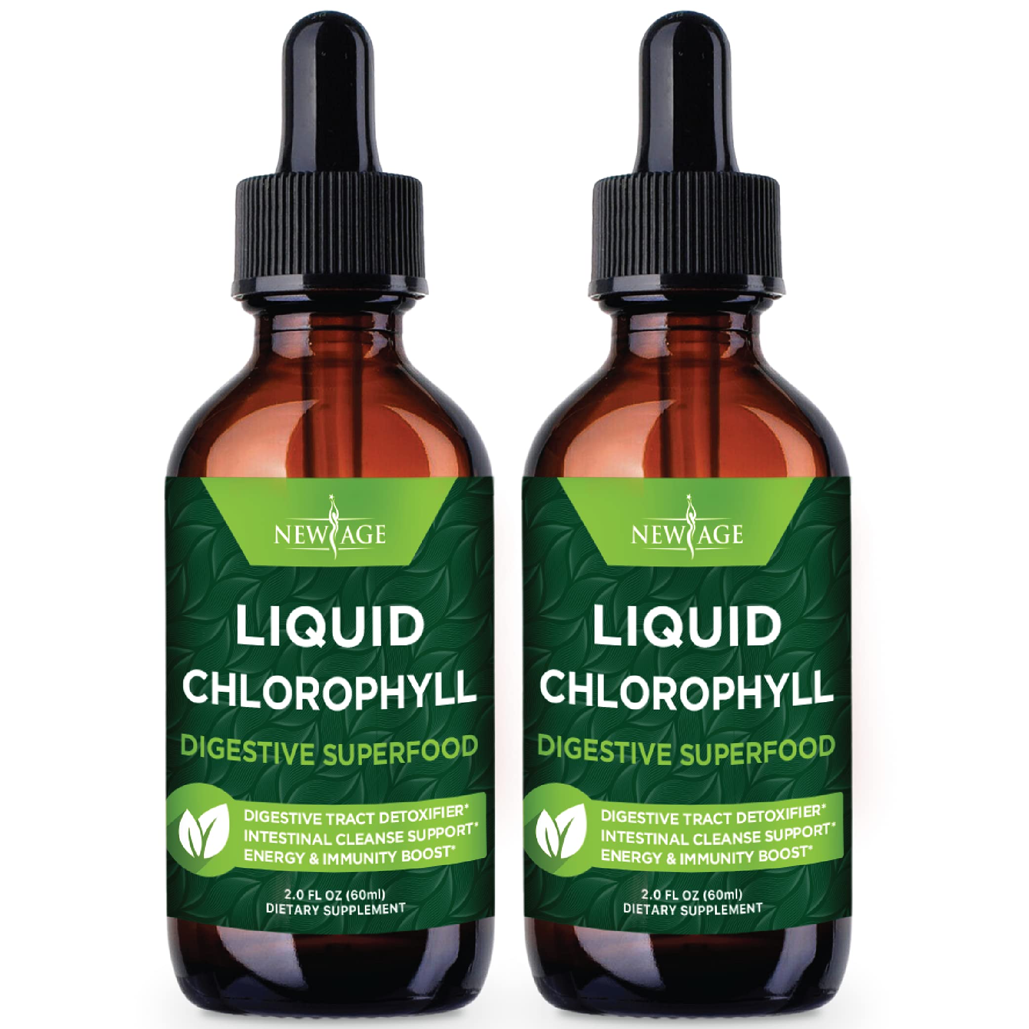 NEW AGE Chlorophylle Liquide: bouteille prête à être ajoutée à l'eau pour énergie durable.