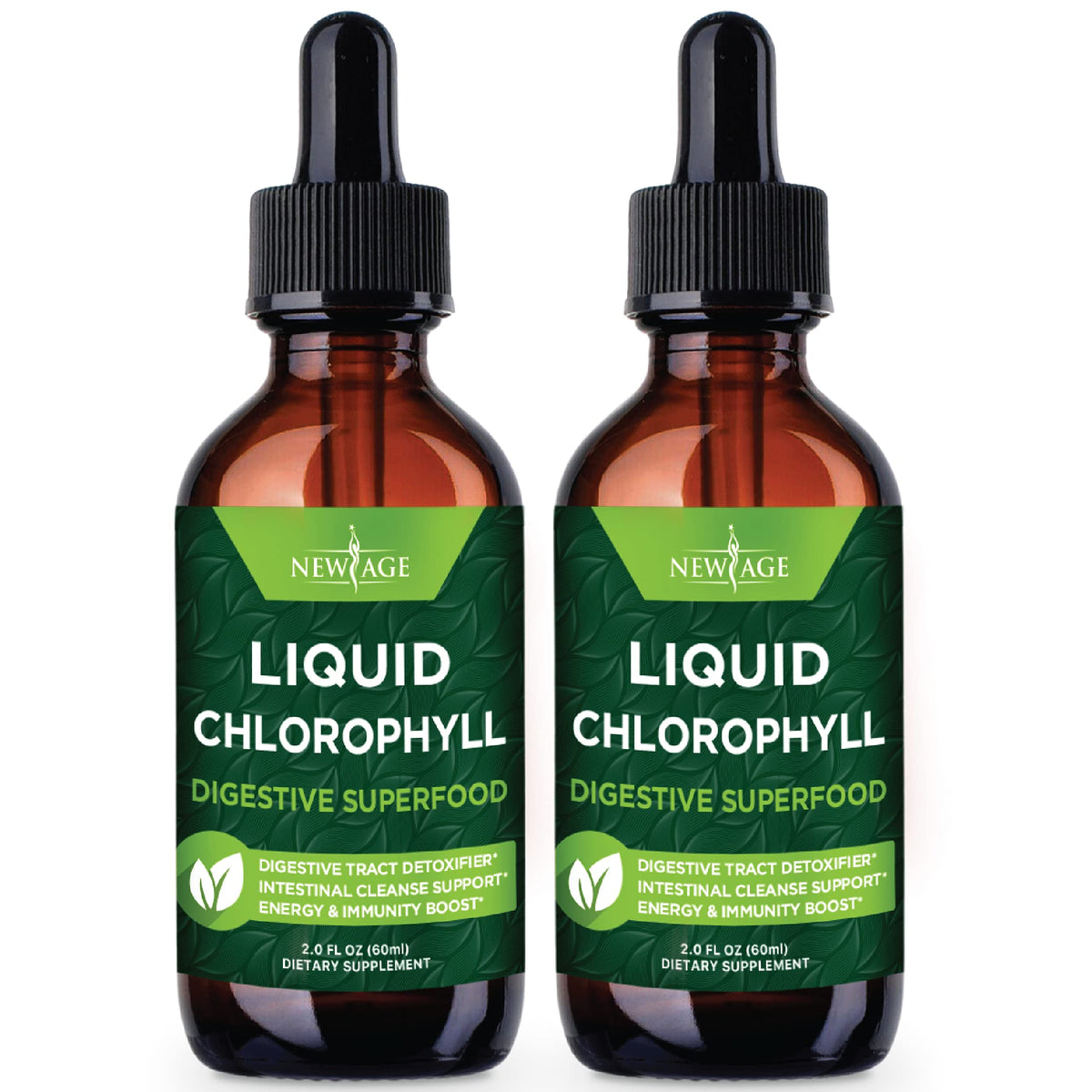 NEW AGE Chlorophylle Liquide: bouteille prête à être ajoutée à l'eau pour énergie durable.