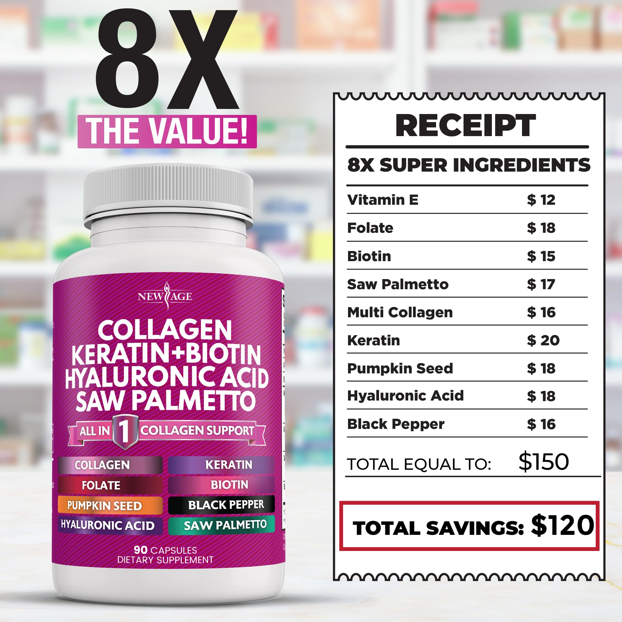 NEW AGE Collagène Gélules — Vitamine E pour l’éclat et la nutrition.