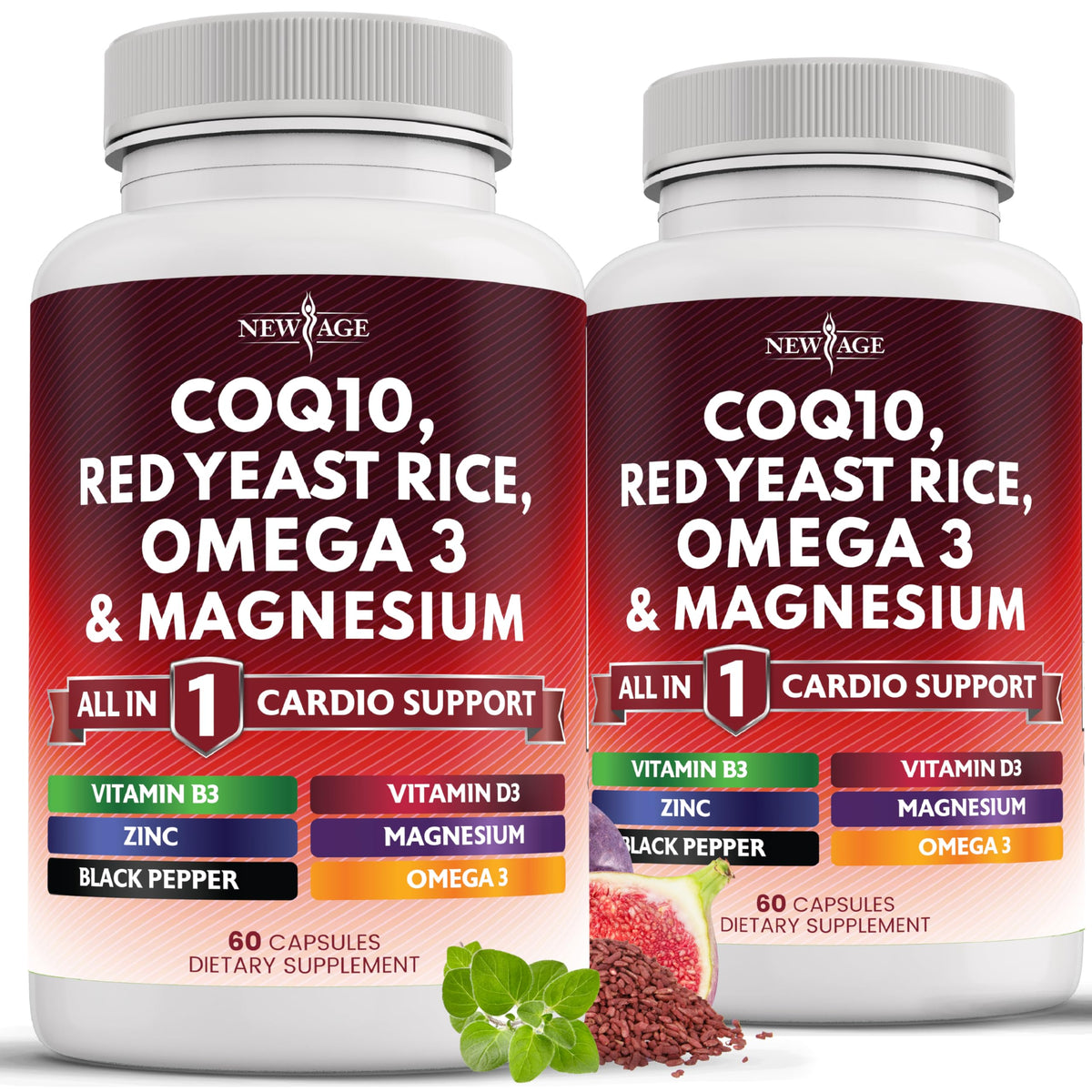 NEW AGE CoQ10 200 mg, bouteille, peut aider à soutenir l'énergie et le bien-être quotidien.