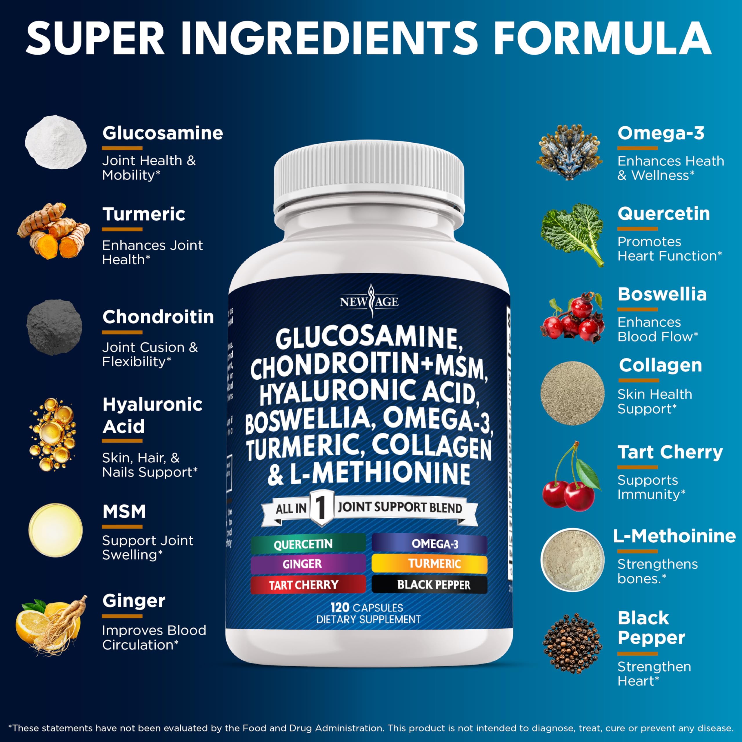 NEW AGE curcuma curcumine en gelules, formulation antioxydante potentielle.