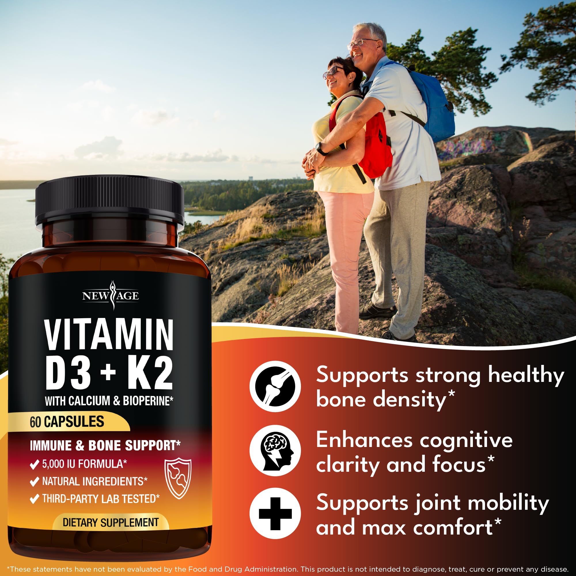 NEW AGE – Formule D3-K2 pour le soutien osseux et immunitaire.