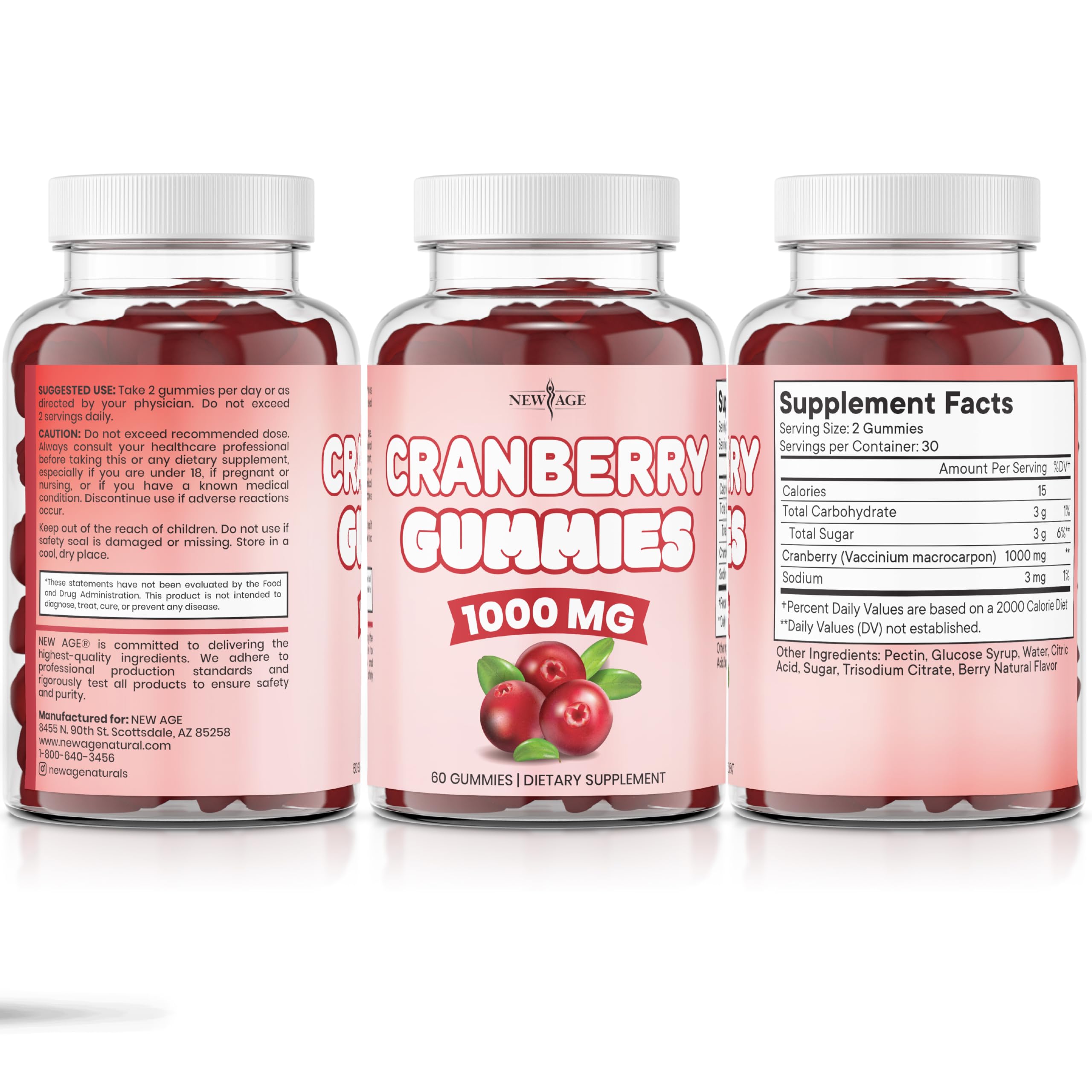NEW AGE Gommes à la canneberge — Emballage pratique pour emporter en voyage.