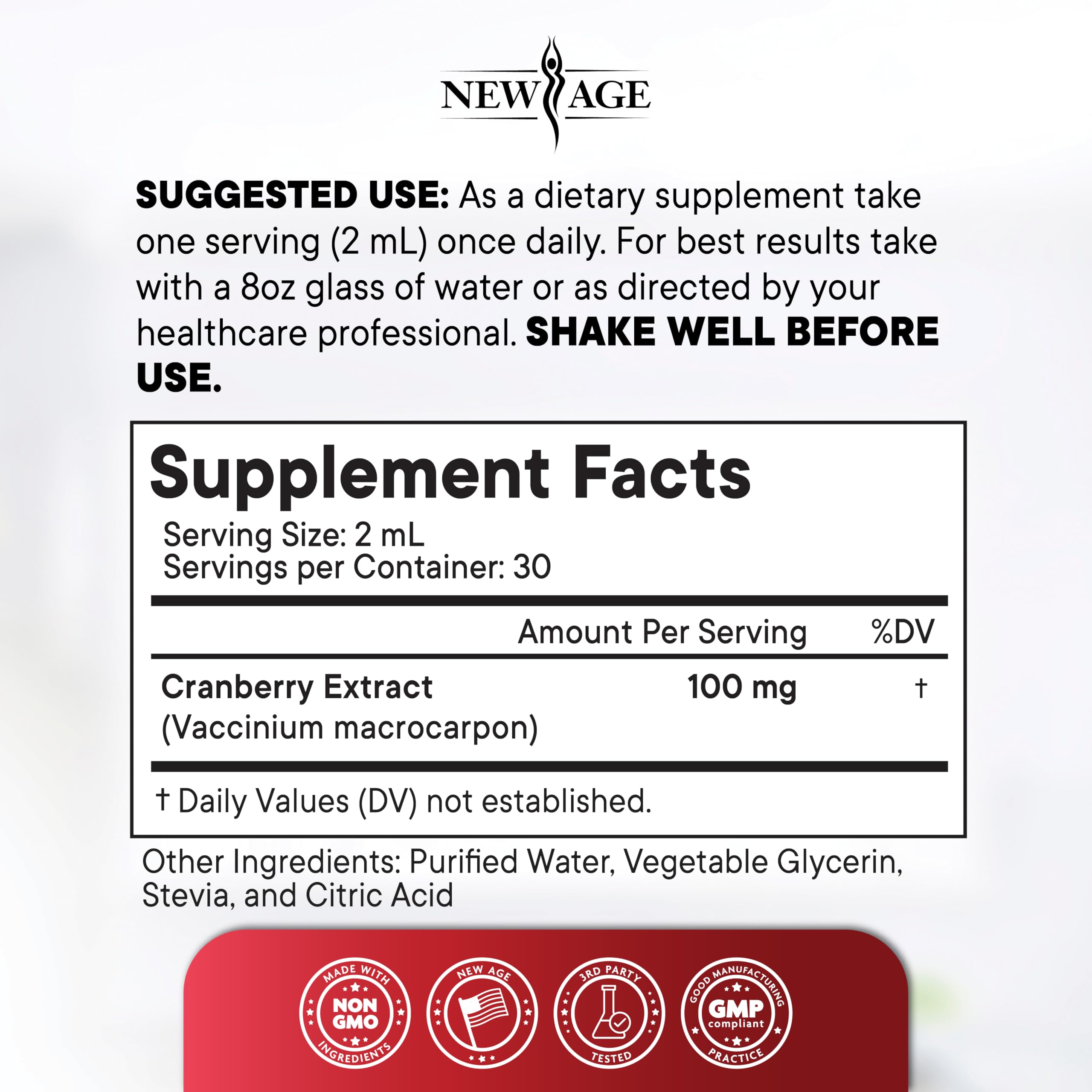 NEW AGE Gouttes de canneberge – doseur pratique pour dosage quotidien