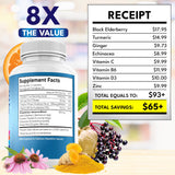 NEW AGE Immunité 8 en 1 – curcuma et gingembre illustrent les actifs naturels.