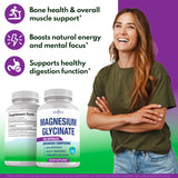 Capsules véganes NEW AGE Magnésium Glycinate, forme naturelle et absorption optimisée.