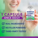 Étiquette claire NEW AGE Magnésium Glycinate, informations nutritionnelles utiles.
