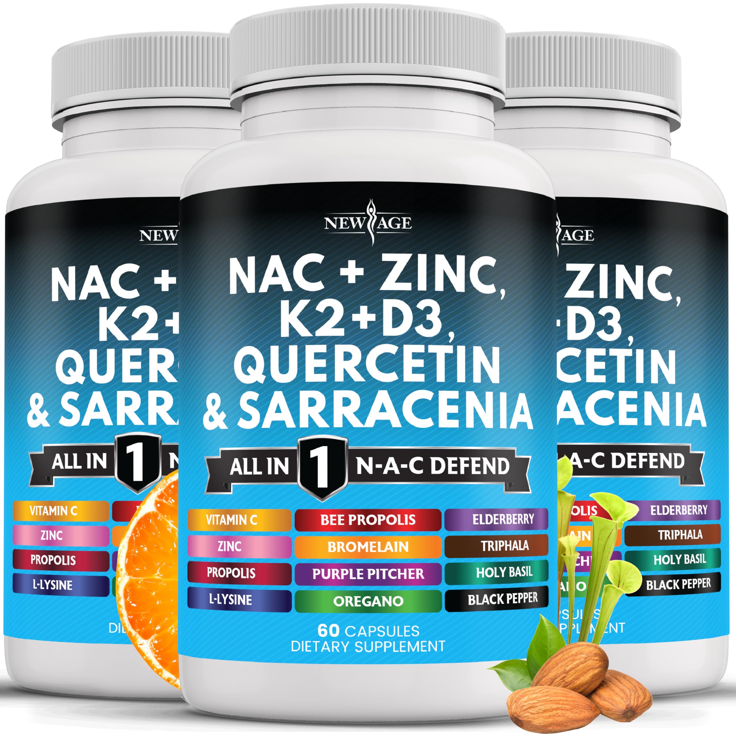 NEW AGE NAC – Bouteille de capsules, pratique à intégrer à votre routine bien-être.