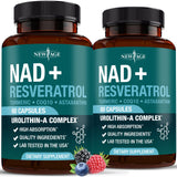 NEW AGE NAD+ Complexe – bouteille visible et gélules faciles à avaler pour l énergie potentielle.