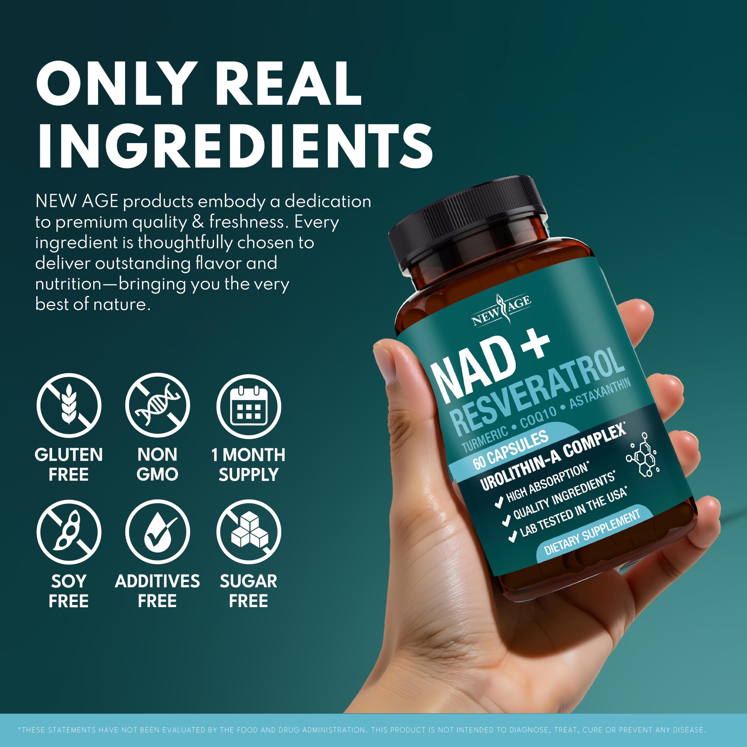 NEW AGE NAD+ Formulation bio-disponible – vue micro-graphique de la composition.