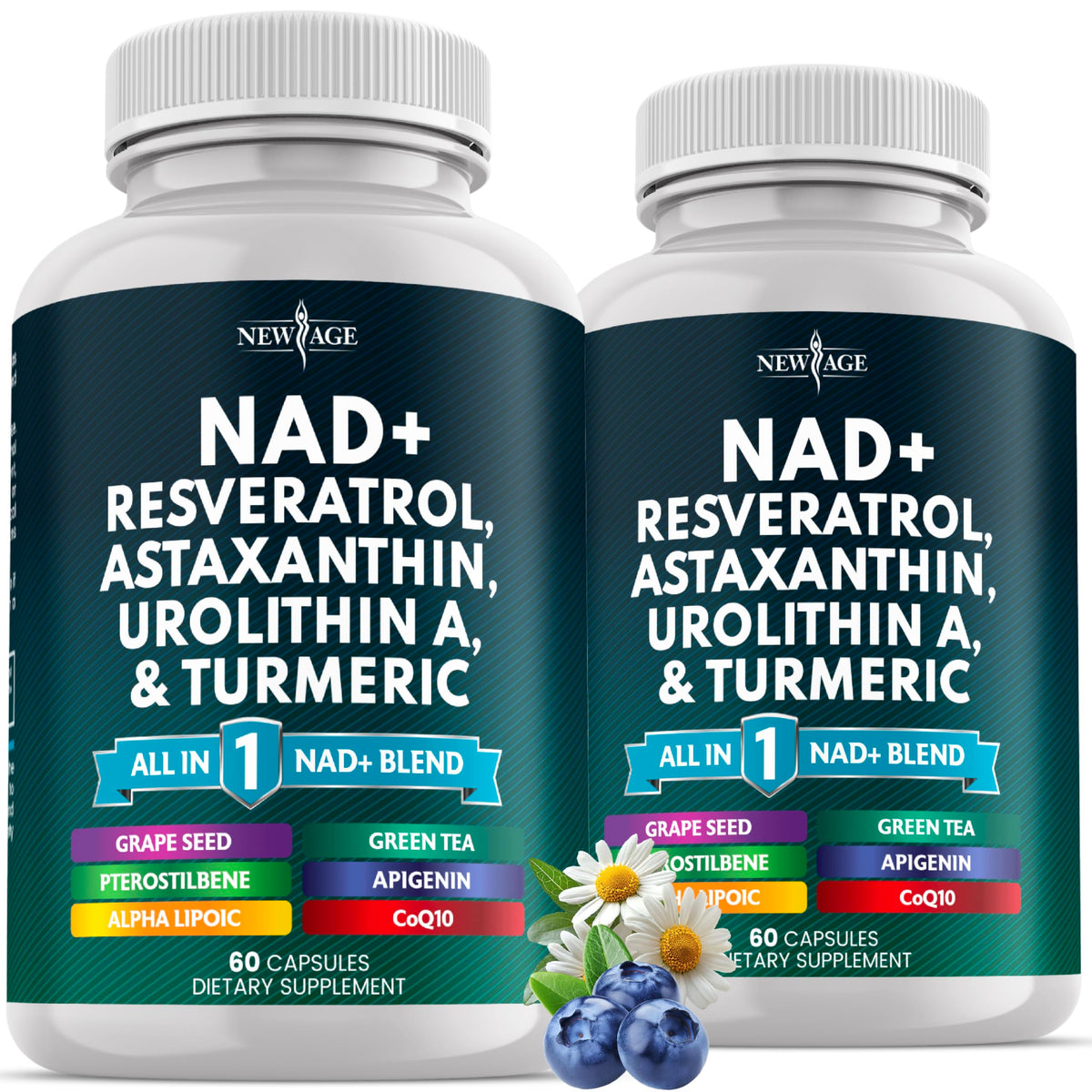 NEW AGE NAD+ – bouteille montrant le complément pour énergie potentielle