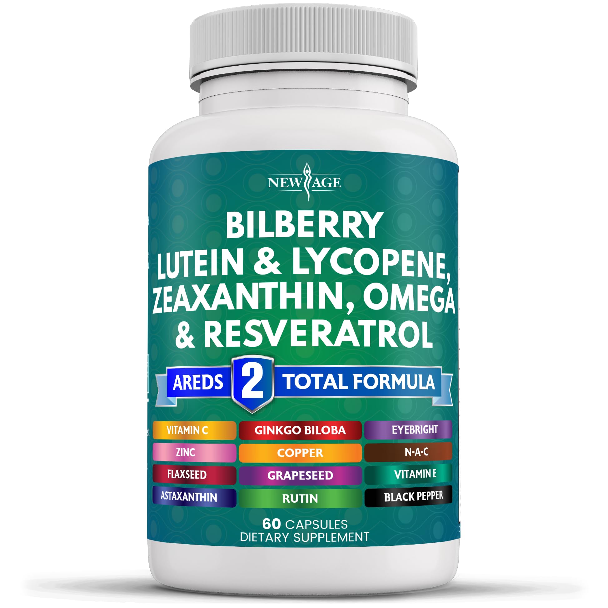 NEW AGE bouteille bilberry pour les yeux, soutien potentiel à la santé oculaire.