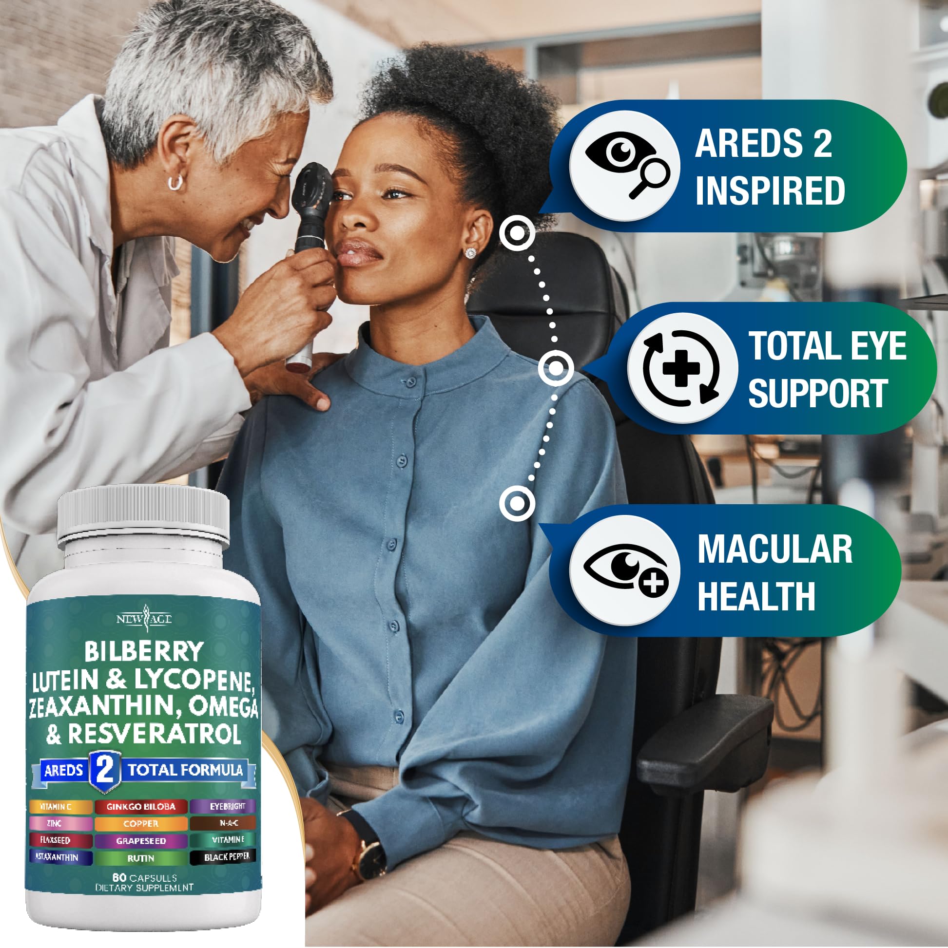 NEW AGE capsules lutéine et zéaxanthine, antioxydants pour la vue.