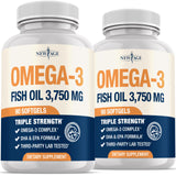 Bouteille NEW AGE Omega-3 triple-force avec teneur élevée EPA/DHA pour soutien quotidien.