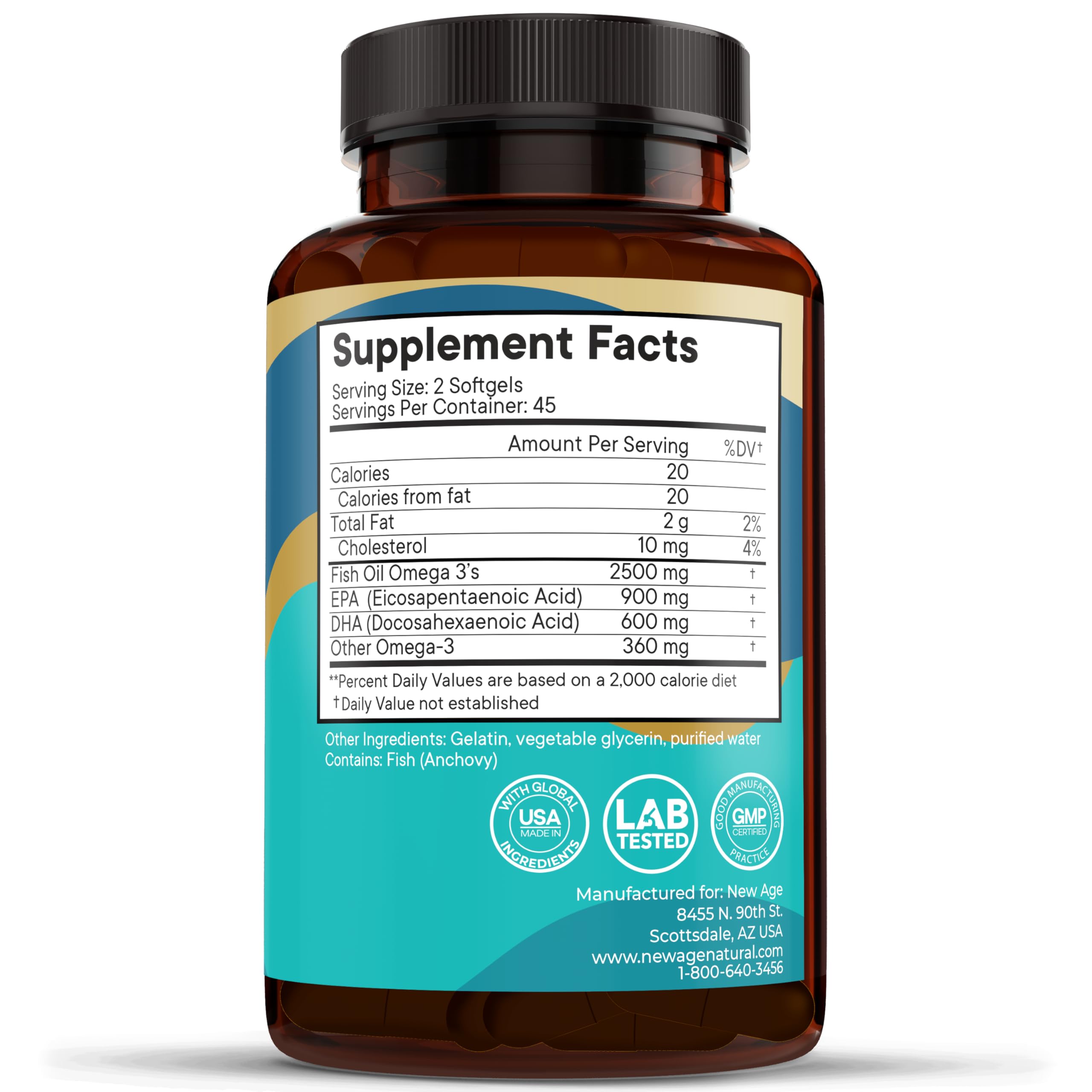 NEW AGE Omega3 – fabriqué aux États-Unis dans un laboratoire certifié