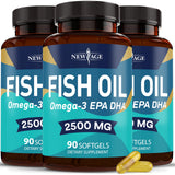 NEW AGE Omega3: gelules poisson dans une bouteille, apport quotidien en acides gras essentiels.