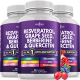 NEW AGE Resveratrol-Berberine, bouteille de capsules pour une utilisation quotidienne facile.