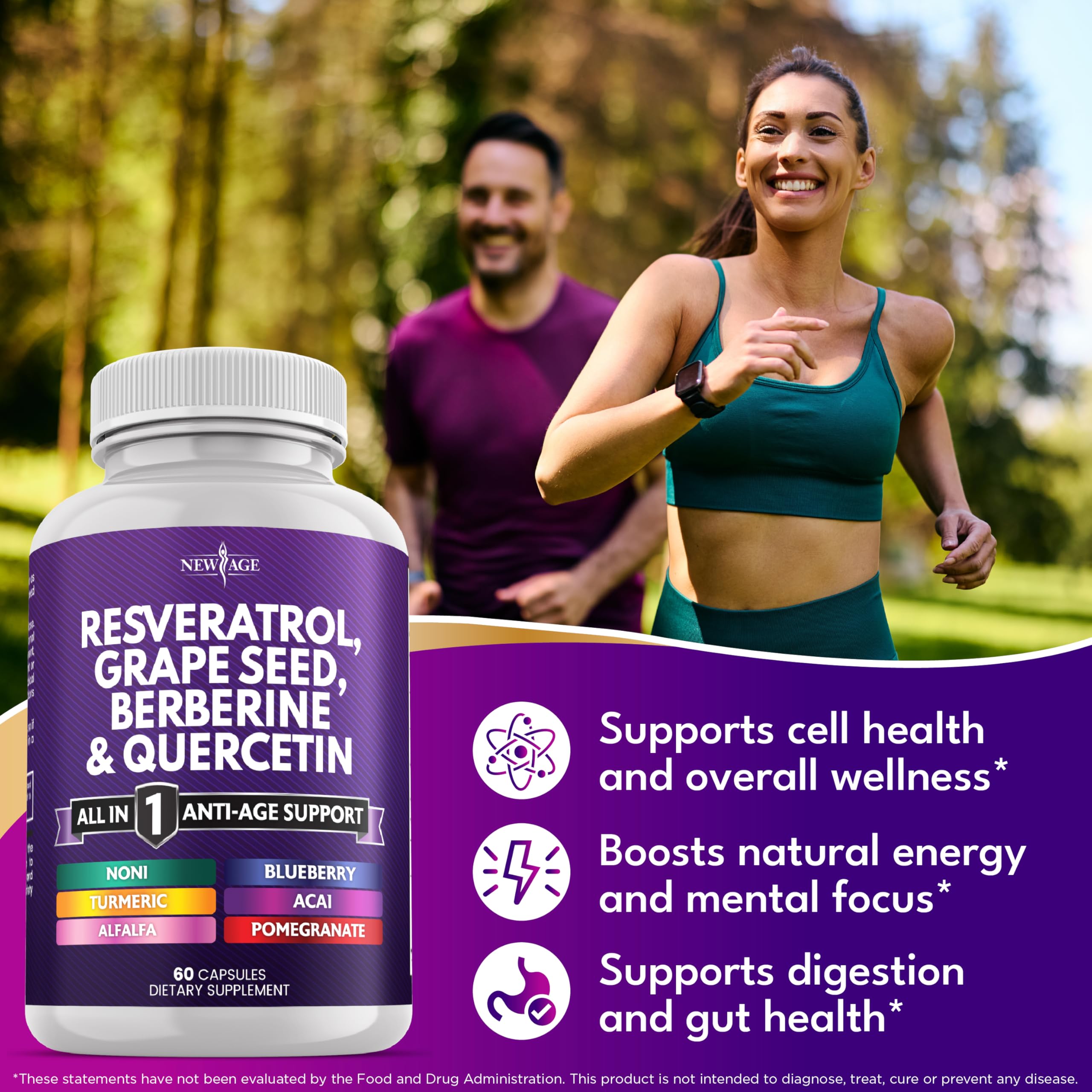 NEW AGE Resveratrol-Berberine, capsules ouvertes, montre texture et composition polyphénols.