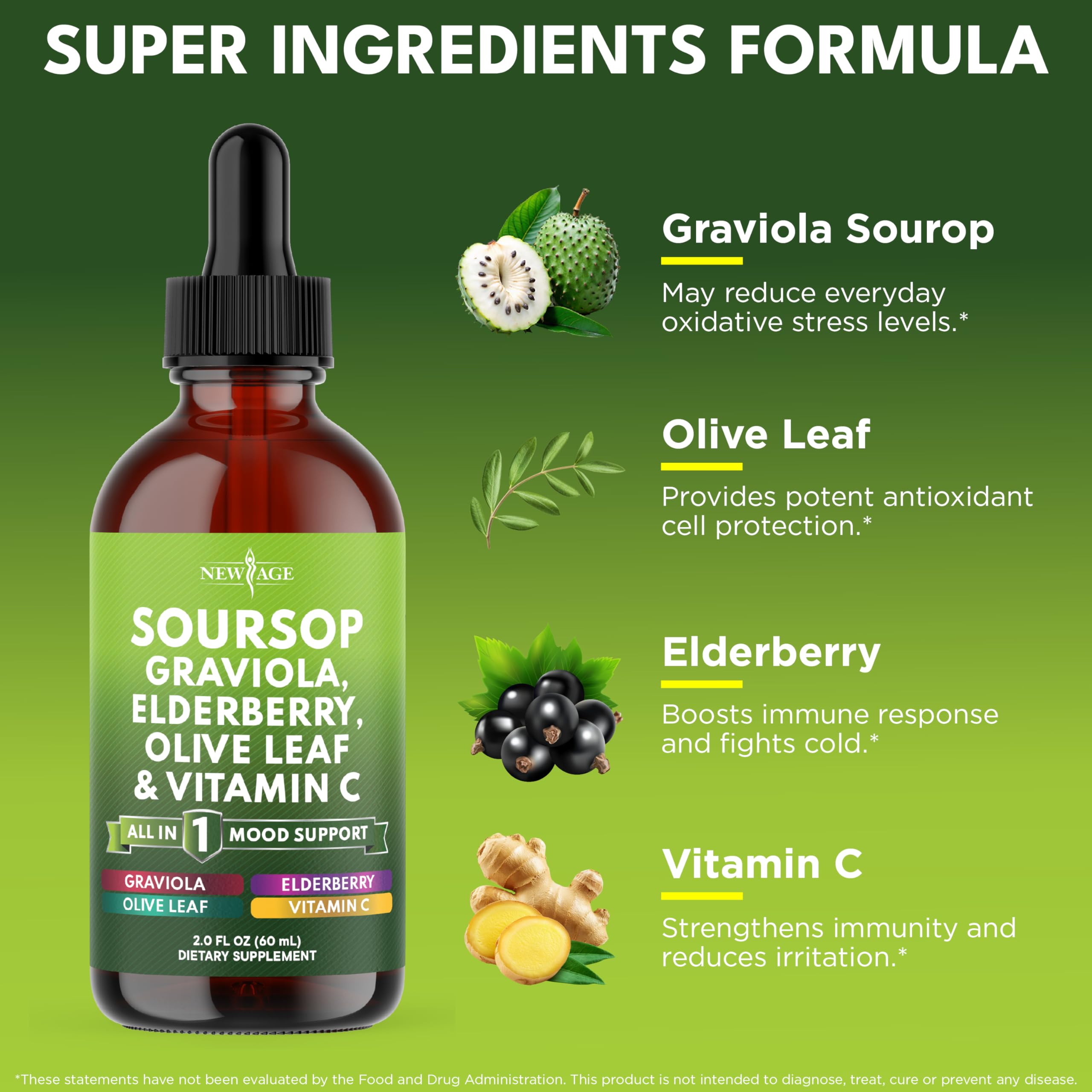 NEW AGE Soursop Drops gouttes: absorption rapide et soutien digestif.