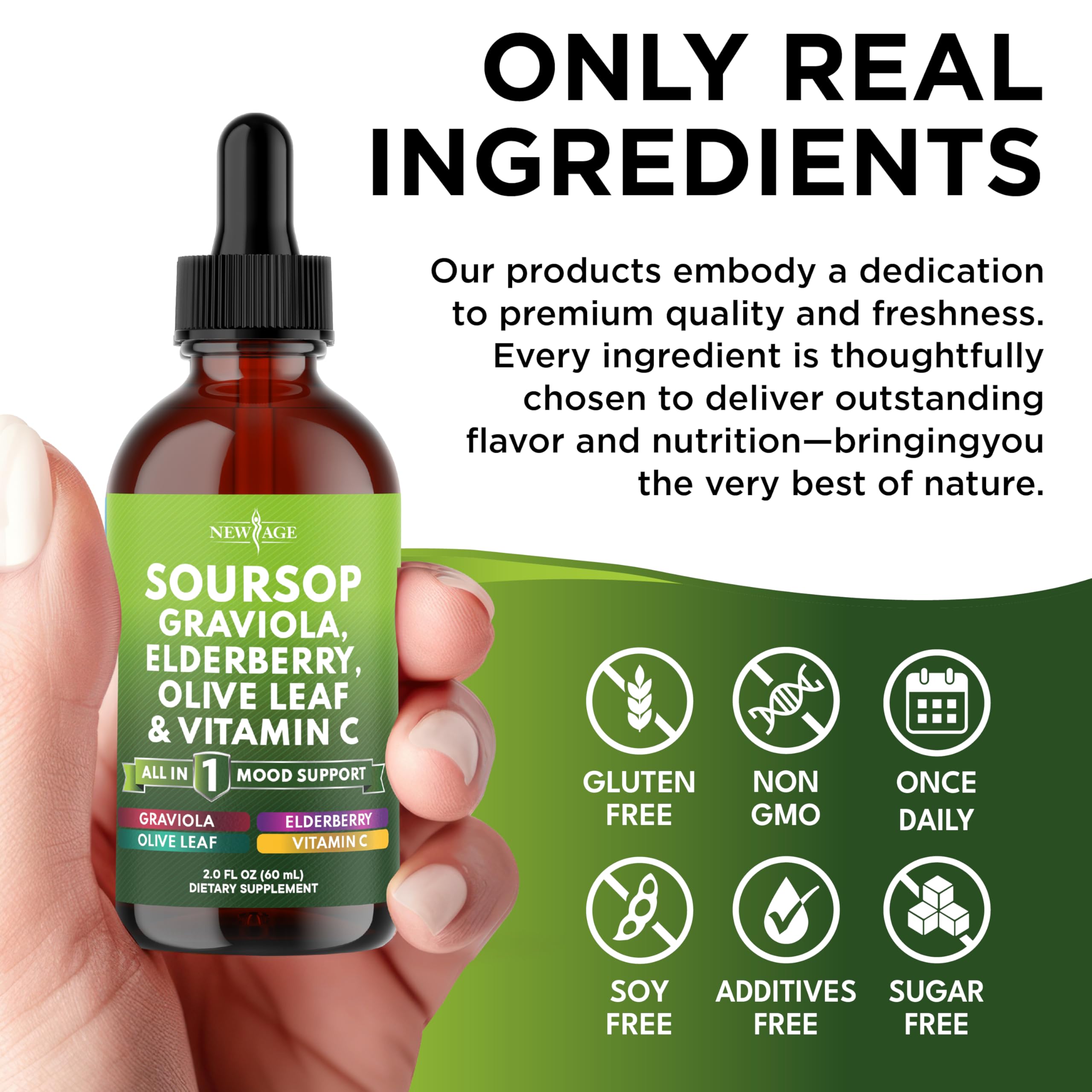 NEW AGE Soursop Drops laboratoire: fabriqué aux USA avec contrôle qualité.