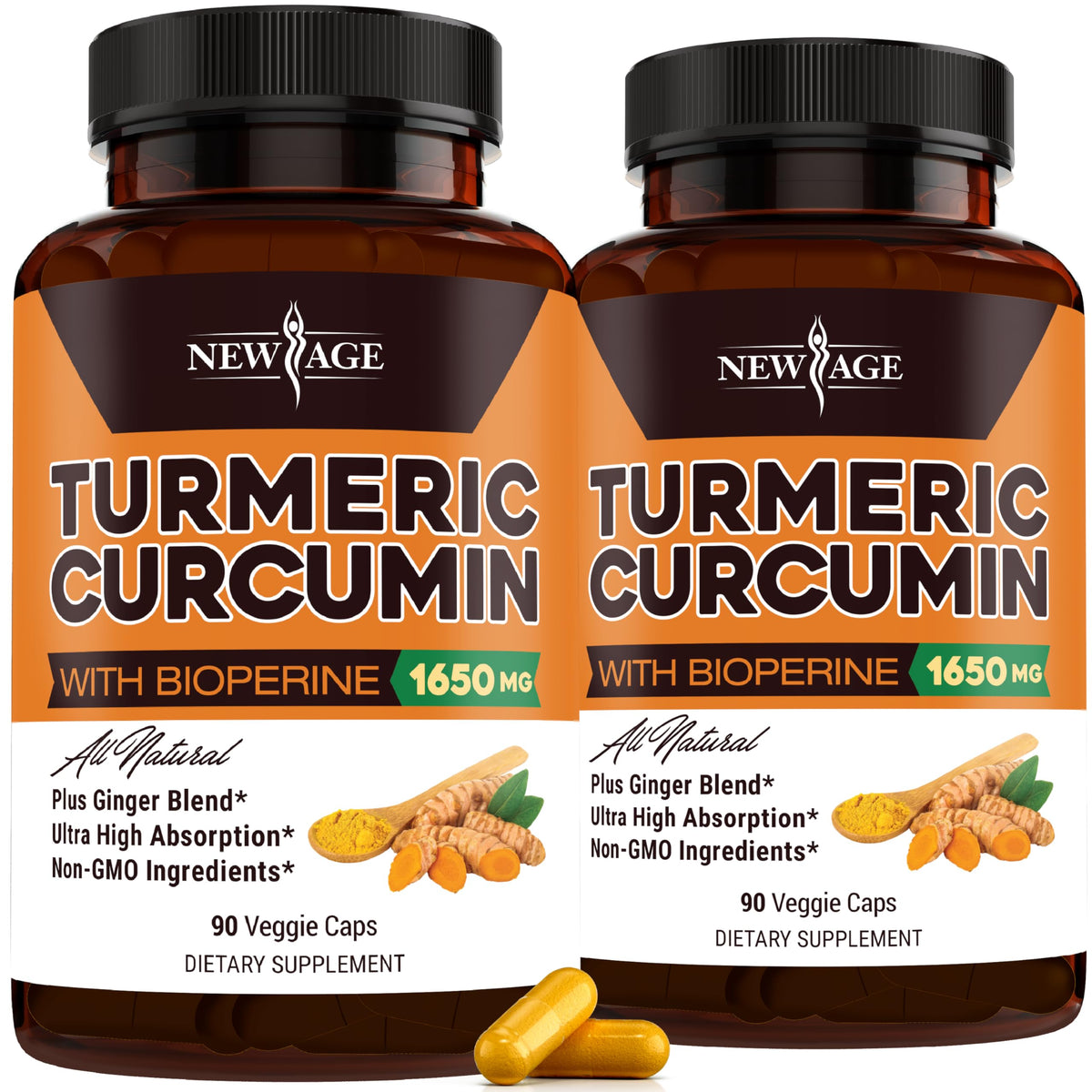 NEW AGE Curcuminoïdes de Curcuma sur bouteille, pratique pour routine quotidienne