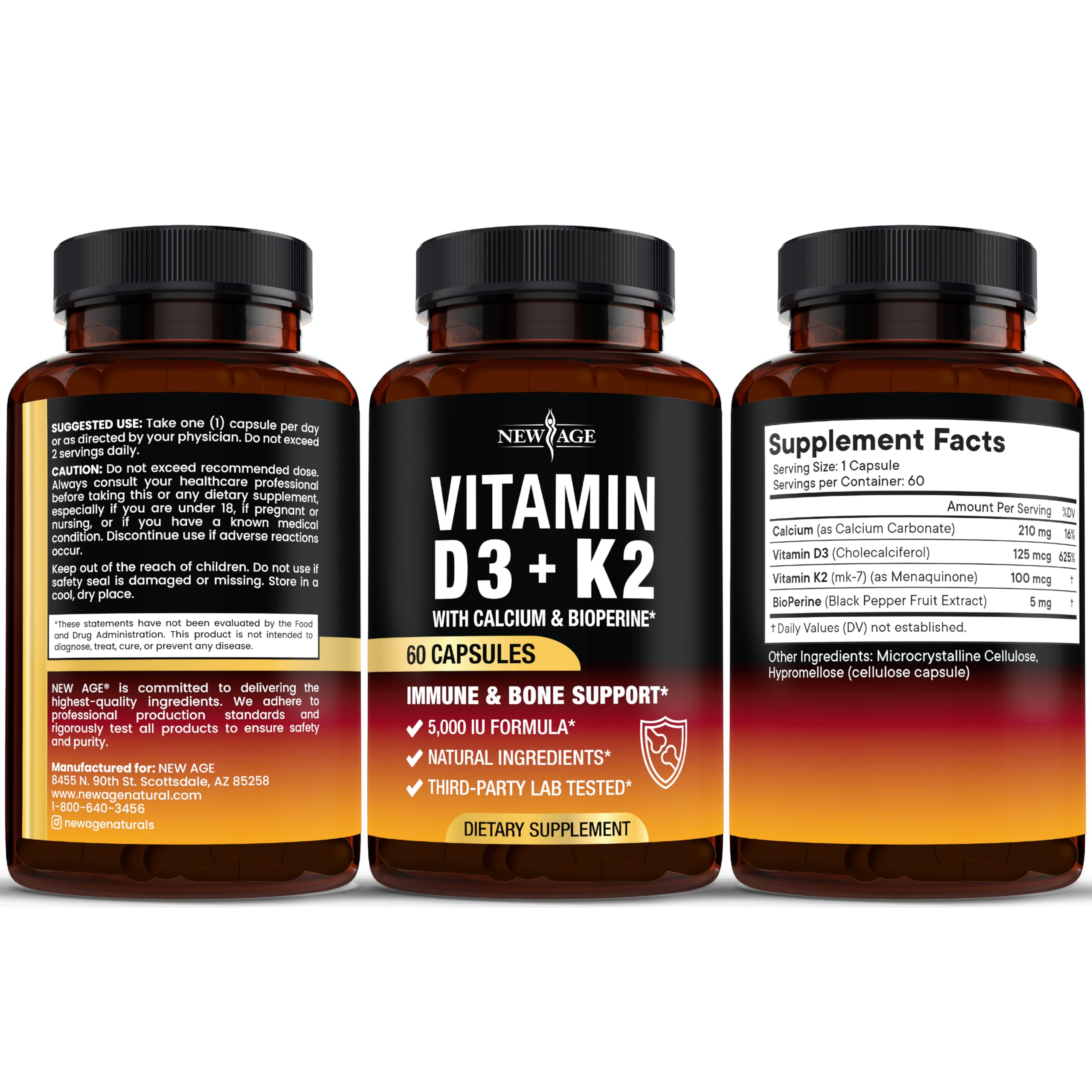 NEW AGE – Utilisation quotidienne facile avec ces capsules D3-K2.