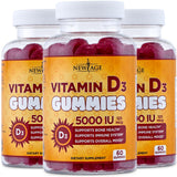 NEW AGE Gommes Vitamin D3 5000 UI – emballage triple-pack pratique pour votre routine quotidienne