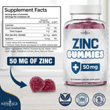 NEW AGE Zinc Gummies avec étiquette Non-OGM et transparence sur les ingrédients.