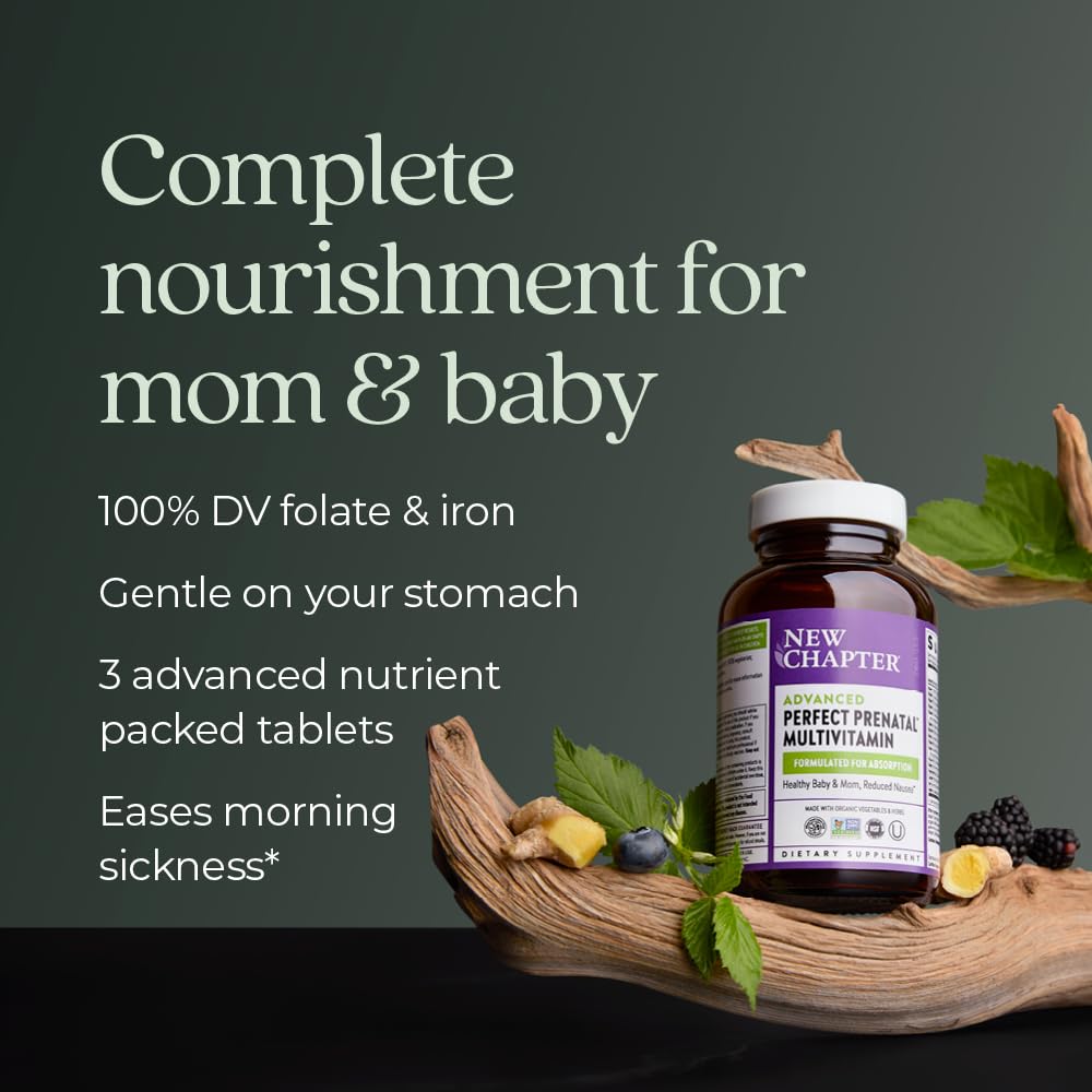 New Chapter Advanced Prenatal : gingembre visible, soutien possible contre les nausées matinales.