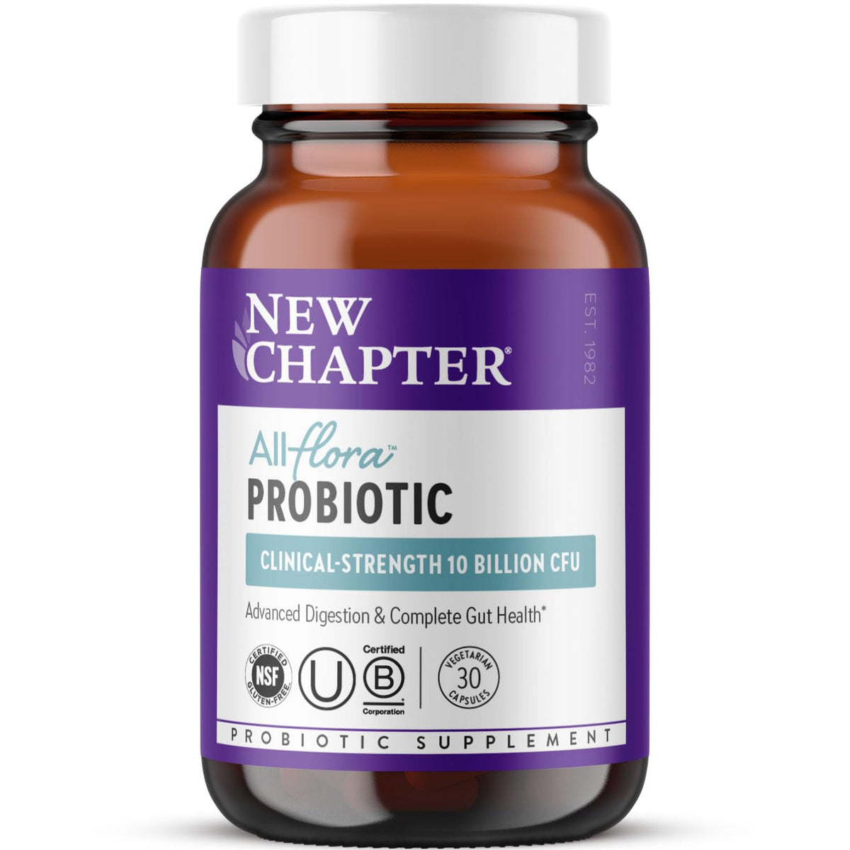 New Chapter All-Flora Probiotic – Bouteille pour soutien digestif et régularité au quotidien.