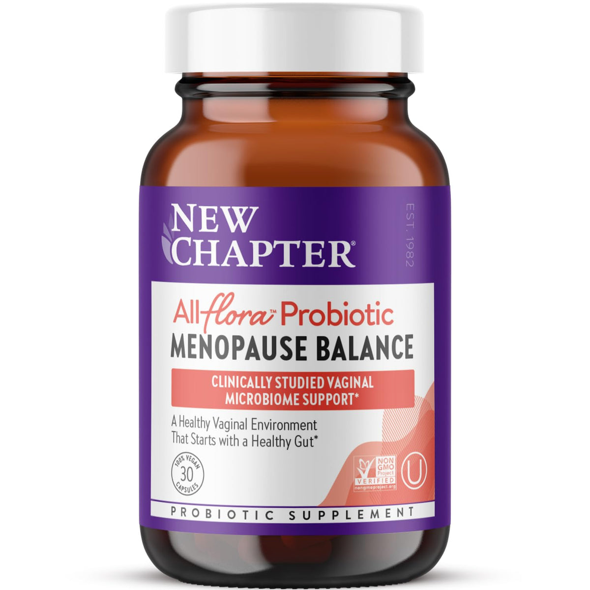 New Chapter All-Flora Probiotiques Équilibre Ménopause – Bouteille: soutien du microbiome féminin.