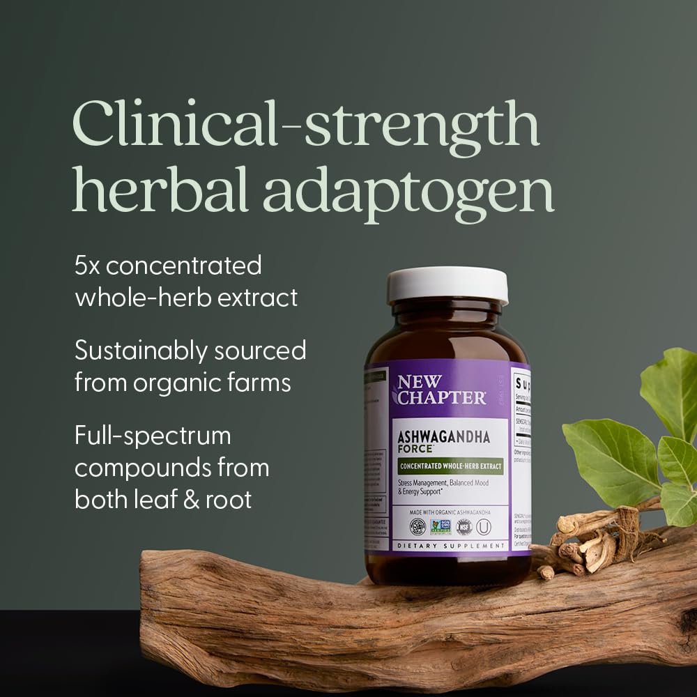 New Chapter Ashwagandha Force certification biologique et vegan.