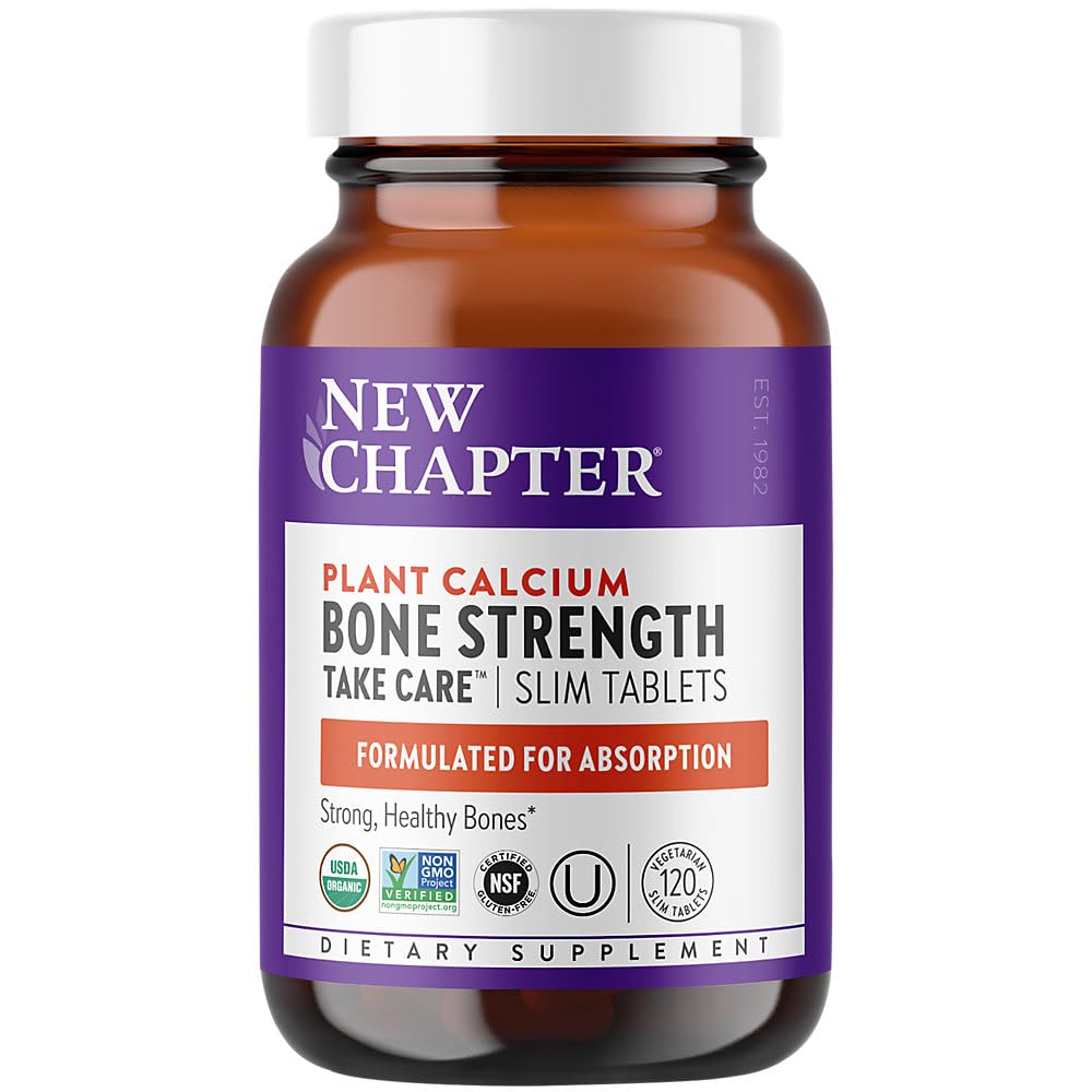 Bouteille New Chapter Calcium, soutien des os grâce au calcium végétal et vitamine D3.
