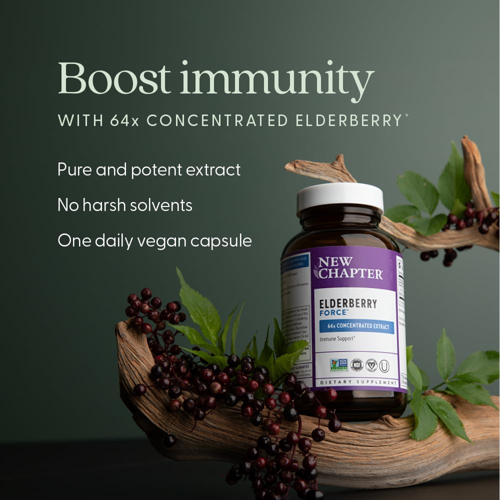 New Chapter Elderberry Force – certification non-genetiquement modifiée, produit sûr et transparent.