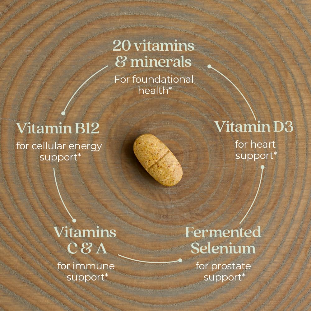 New Chapter Homme 40+ Multivitamine – probiotiques et fermentation pour meilleure absorption.
