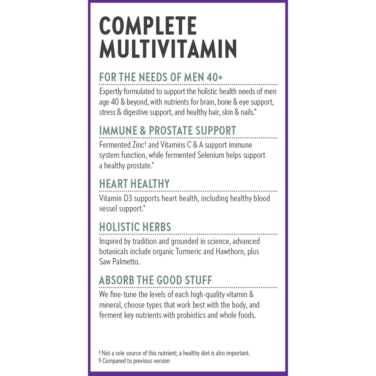 New Chapter Homme 40+ Multivitamine – sans gluten et sans OGM, certifications vérifiables.