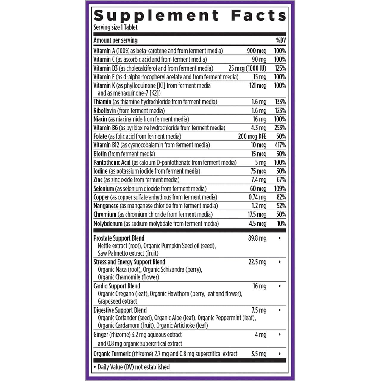 New Chapter Multivitamine Homme 40+ — comprimés dans la bouteille, parfait pour la routine matinale.