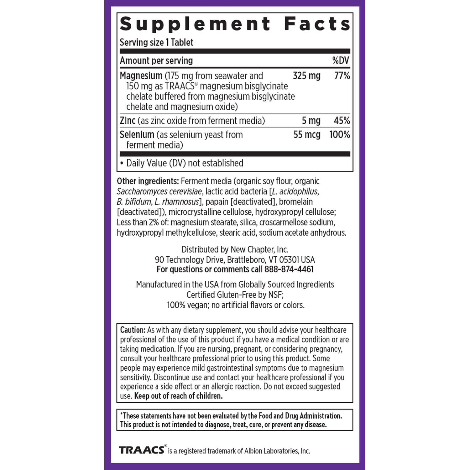New Chapter magnesium bisglycinate, absorption élevée pour énergie et fonction musculaire.