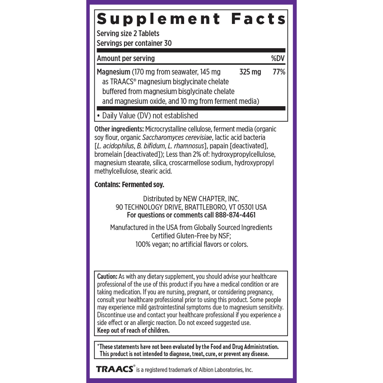 New Chapter Magnesium Complex TRAACS, laboratoire validé pour une forme bien utilisée.