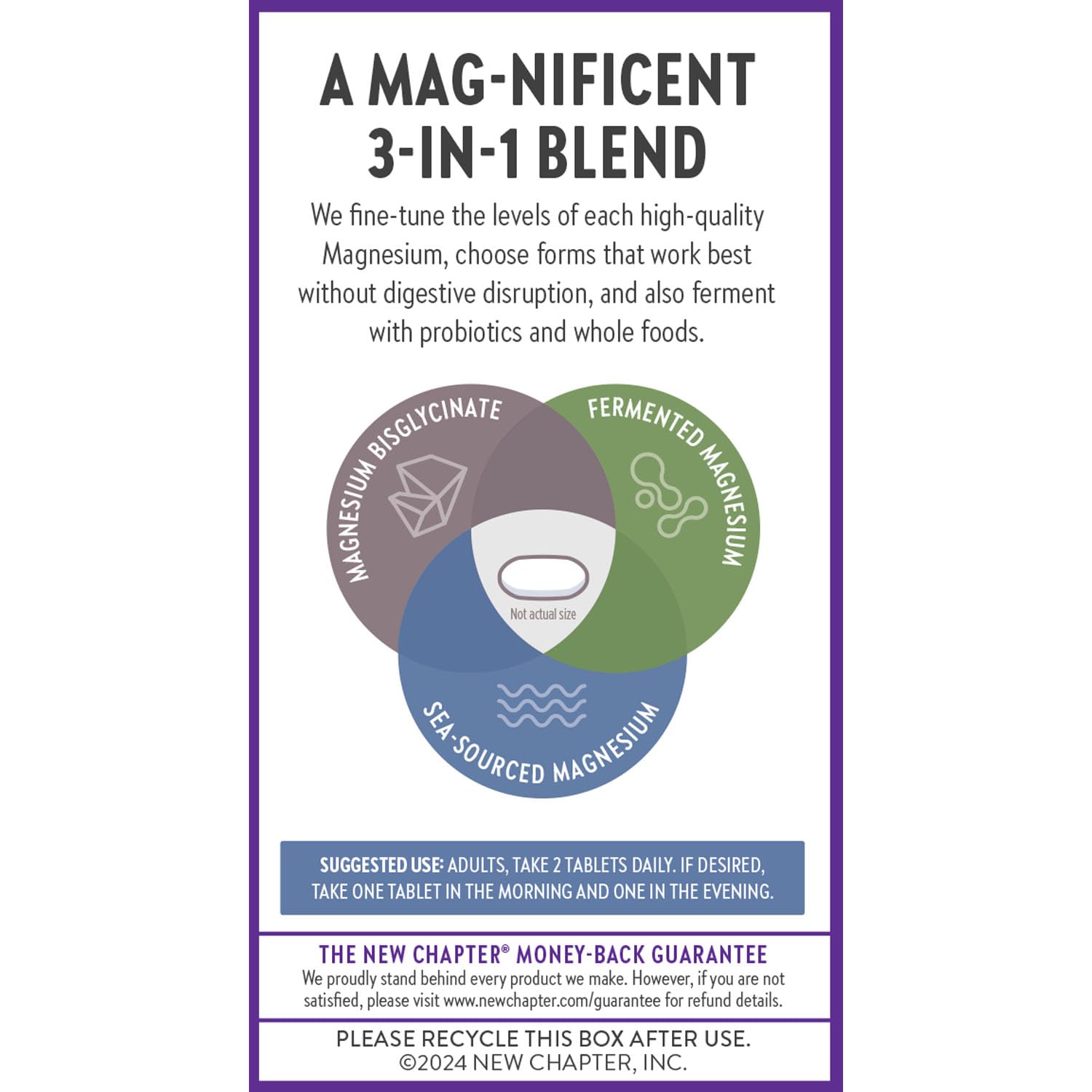New Chapter Magnesium Complex vegan sans gluten et sans arômes artificiels.