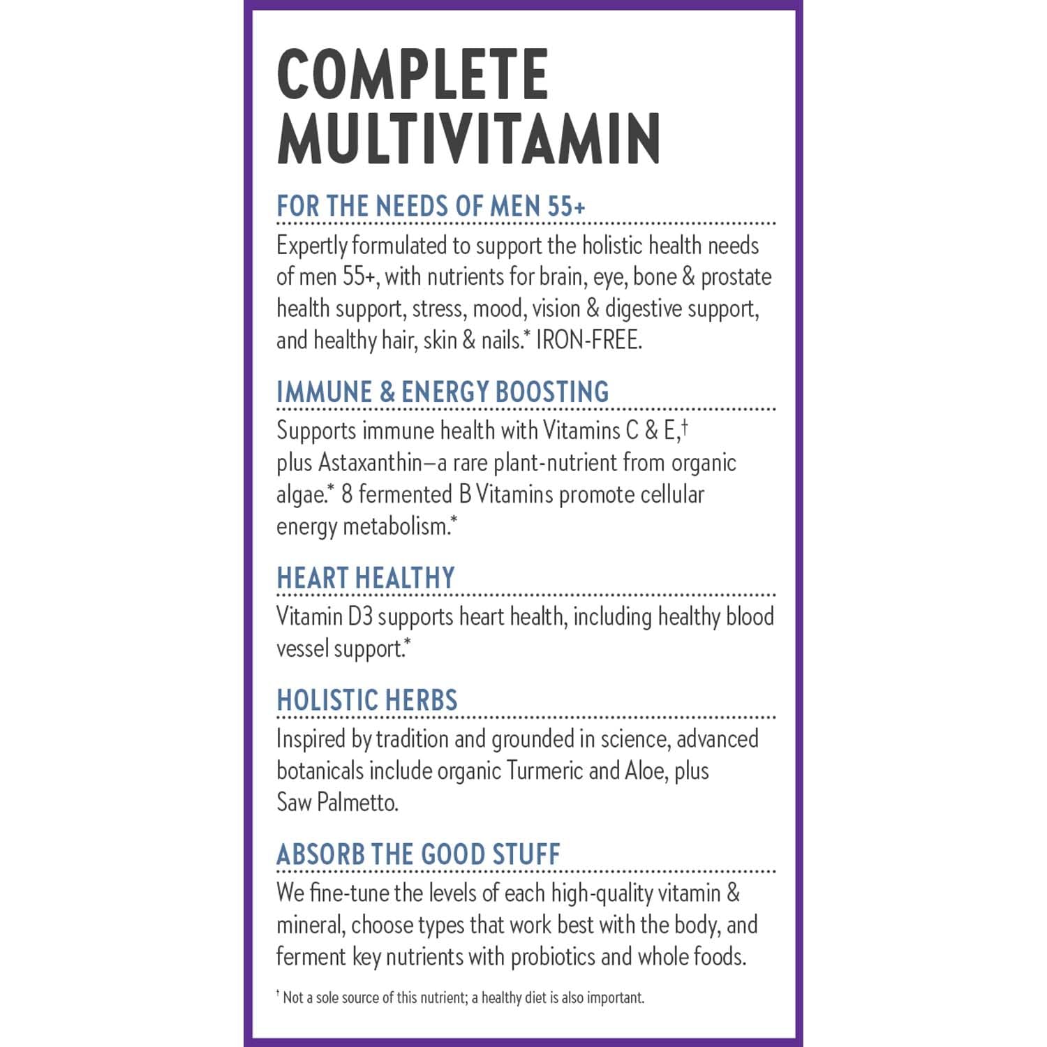 New Chapter Men’s Multivitamin 50 Plus – Avantages potentiels: énergie, immunité et bien-être général.